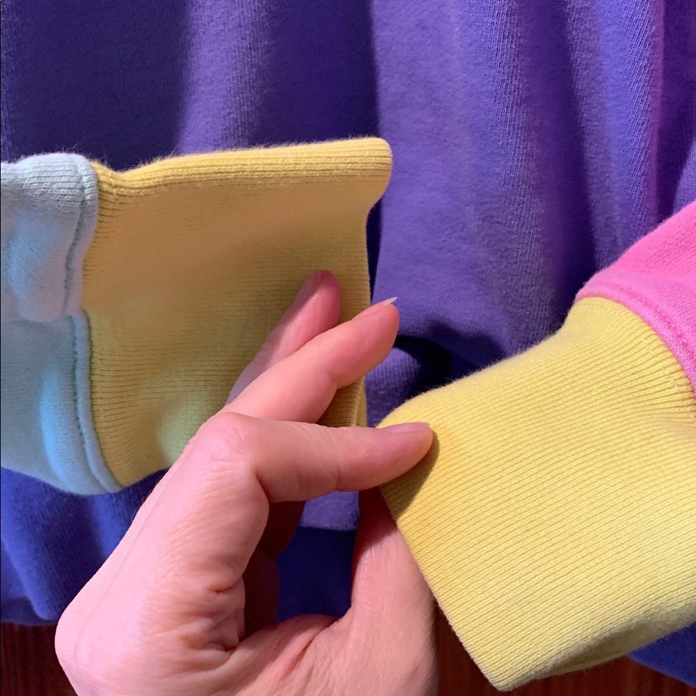 Teddy Fresh Colorblock Hoodie Sweatshirt mint, pink, violet and chartreuse szM - Picture 5 of 10